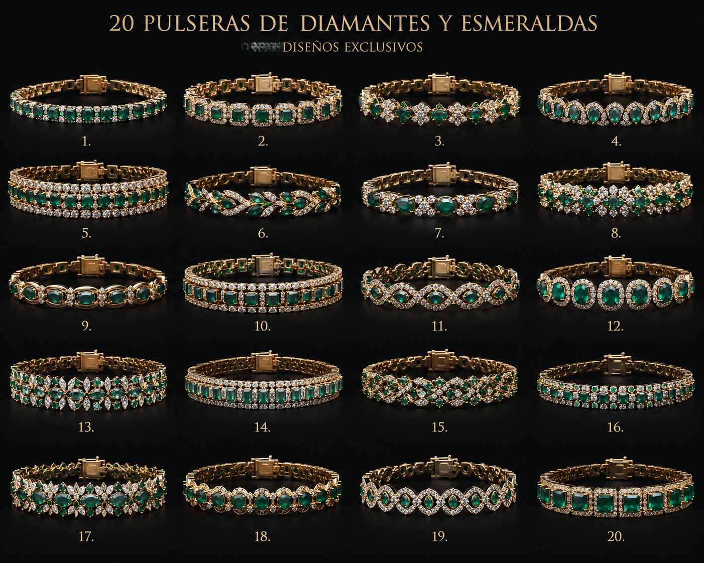 Pulseras Diamantes y Esmeraldas